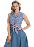 Banned Hot Air Balloon Dreaming 50's Bluse Blau