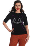 Banned Kitty Cat 40's Jumper Schwarz