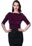 Banned Addicted 50's Jumper Aubergine Lila