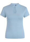 Banned Mandarin Collar 40's Top Blau