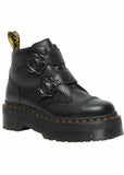 Dr. Martens Devon Flower Weiches Leder Platform Stiefel Schwarz