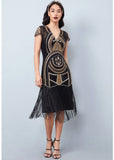 Gatsbylady Mary Fringe 20's Flapper Kleid Schwarz Gold