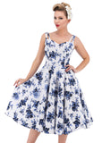 Hearts & Roses Rosanne 50's Swingkleid Weiß Blau