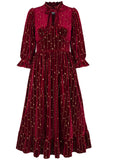 Hell Bunny Galactica Stars Velvet Midi 60's Kleid Rot