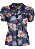 Hell Bunny Misa Crane 40's Bluse Navy