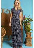 Onjenu Pitot Polkadot Maxikleid Navy